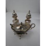 A Victorian silver cruet set hallmarked: ACM Co, for The Alexander Clark Manufacturing Co, 1904,