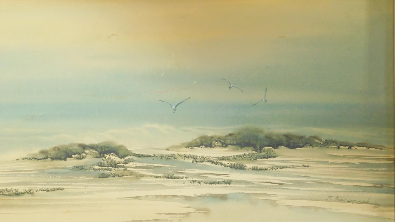 A framed and glazed watercolour, seascape, indistinctly signed, dated '81. 73x38cm - Image 3 of 6