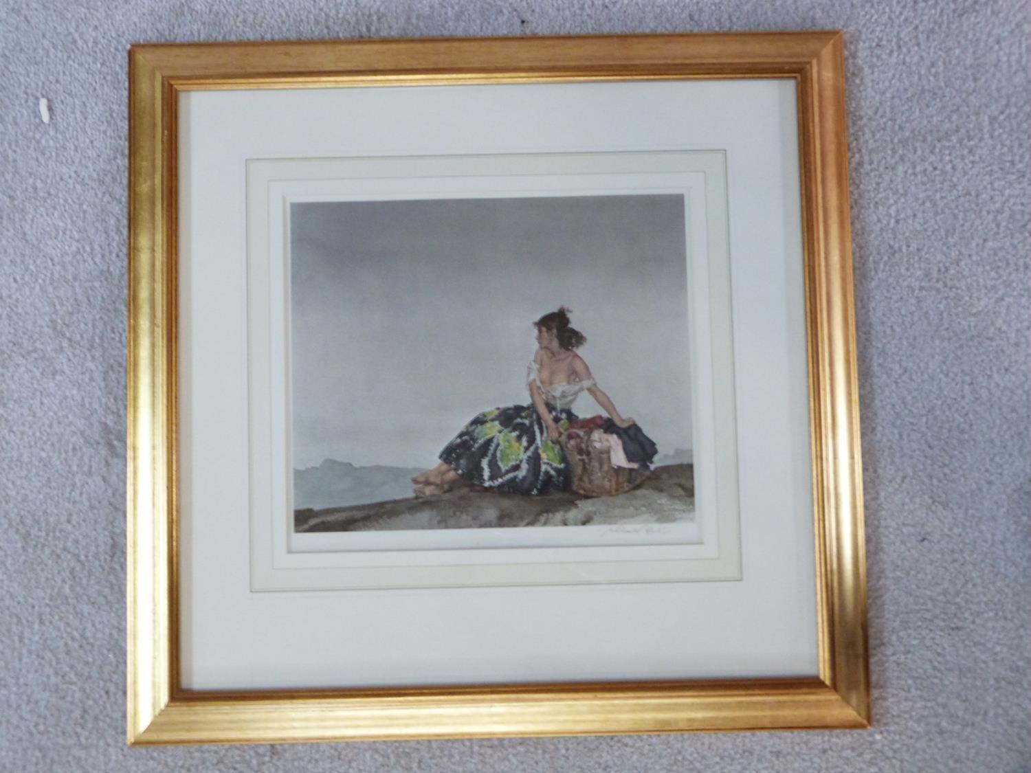 Sir William Russell Flint, a framed and glazed print from his series of Spanish paintings, signed to - Image 2 of 4