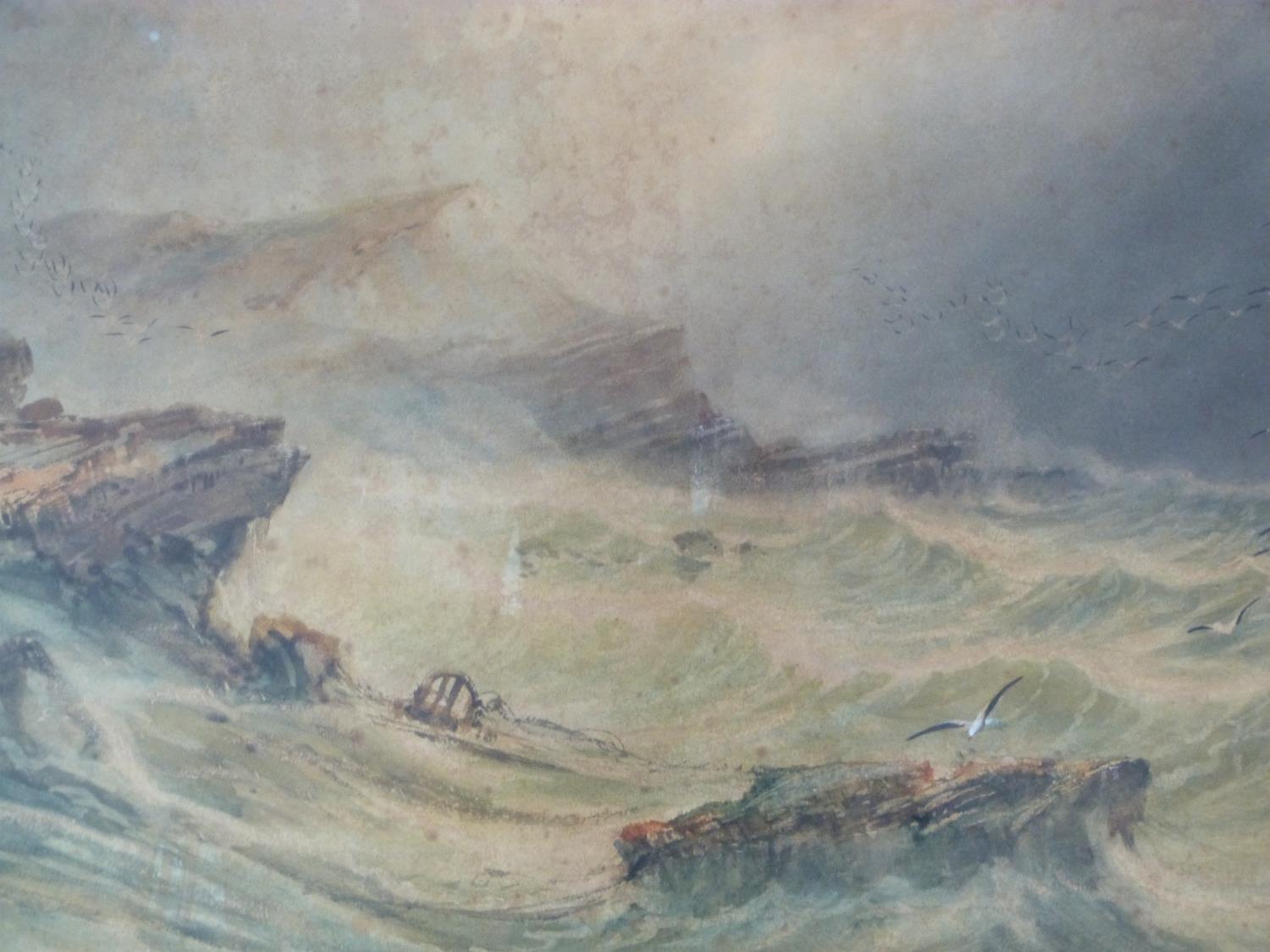 A framed and glazed 19th century watercolour, stormy seascape, by John H. Bland. 77x92cm