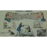 A framed and glazed hand coloured etching 'A Chapter of Noses', 1834 by George Cruikshank 34x42cm