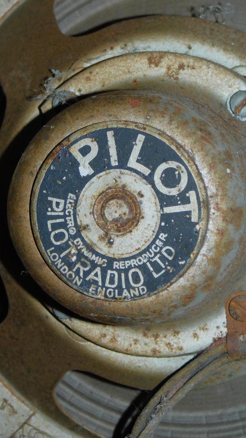 A vintage Pilot Radio Ltd valve radio in burr walnut Art Deco case. H.50 W.39 D.28cm - Image 7 of 10