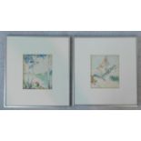 Two framed and glazed watercolours, Swiss landscapes, unsigned. 33x36cm