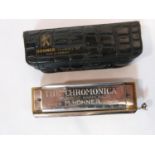 A Vintage Chromonica 260 harmonica by German maker Hohner, a 10 hole chromatic harmonica, the little