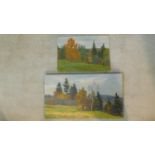 An unframed oil on canvas, Impressionist landscape, signed in Russian cyrillic, possibly N.
