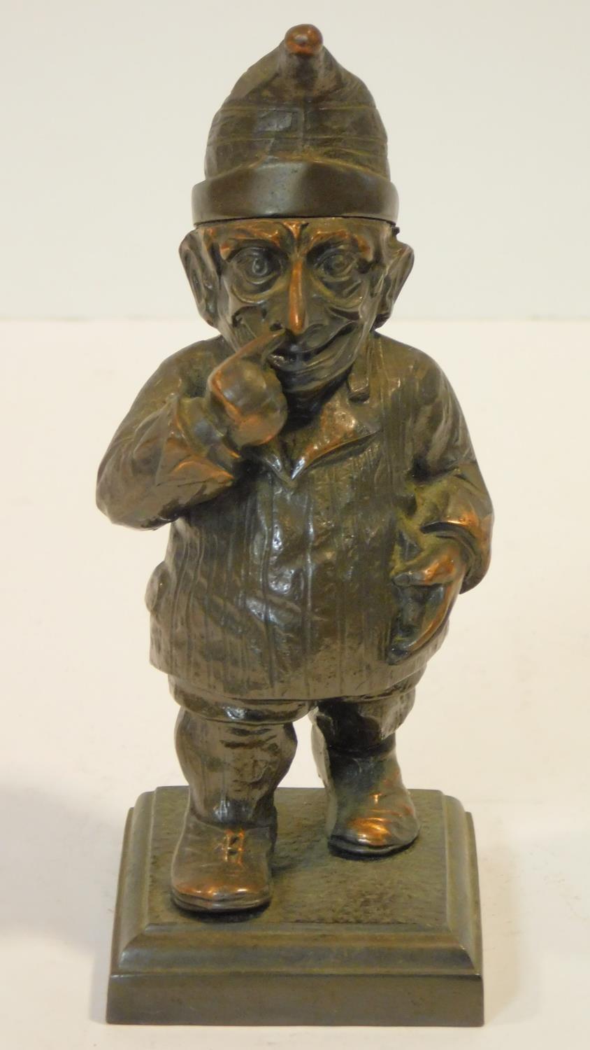 A vintage copper table lighter in the form of Mr Punch, hat is hinged and opens to show lighter. - Image 2 of 5