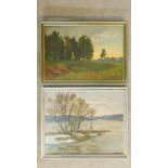 Two oils on board, Impressionist style landscapes, signed in Russian cyrillic, possibly N.