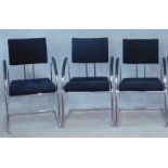 A set of three contemporary Martin Stoll boardroom armchairs on chrome cantilever supports. H.92cm