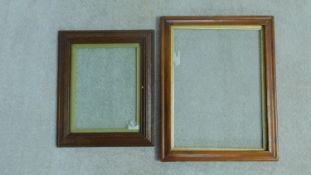 A 19th century mahogany frame with gilt slip and glazing and a similar oak example. 39x49cm
