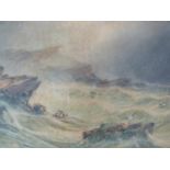 A framed and glazed 19th century watercolour, stormy seascape, by John H. Bland. 77x92cm