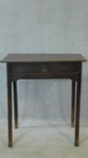 A Georgian mahogany side table with frieze drawer on square supports. H.74 W.69 D.45cm