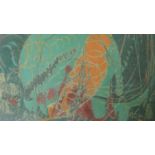 A framed and glazed hand coloured pastel over dry point etching by British artist Elyse Ashe Lord (
