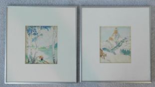 Two framed and glazed watercolours, Swiss landscapes, unsigned. 33x36cm
