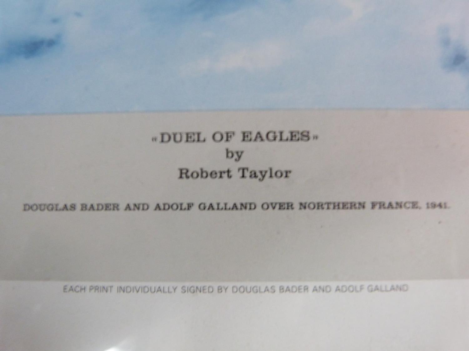 A framed and glazed limited edition print, Dual of Eagles, Douglas Bader over Northern France by - Image 4 of 6