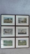 A set of six framed and glazed prints depicting 19th century American scenes and journeys, unsigned.