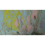 A framed and glazed hand coloured pastel over dry point etching by British artist Elyse Ashe Lord (