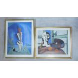 Two gilt framed and glazed posters, works by Salvador Dali and Picasso. 75x59cm