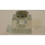 A Victorian silver and cut crytstal ink well, hallmarked GC for George Cowles, London, 1902. Stamped