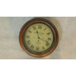 A 19th century mahogany cased wall clock, painted dial with Roman numerals marked Potts and Sons,