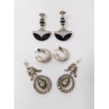 A pair of silver and paste converted Georgian articulated drop earrings with foliate design,