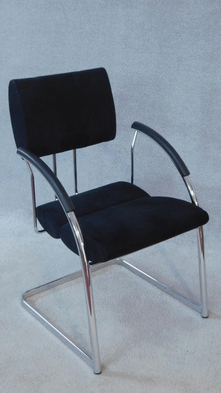 A pair of contemporary Martin Stoll boardroom armchairs on chrome cantilever supports. H.92cm - Image 2 of 6