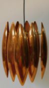 A vintage modernist style copper pendant lamp shade. H.47cm