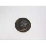 A 1675 Charles II British copper Halfpenny Coin. Bust on one side and Britannia on the reverse. D.