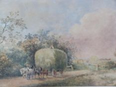 A framed and glazed 19th century watercolour, a carriage of hay, signed James Price (British, b.