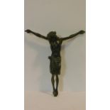 A patinated brass figure of the Crucifixion, intricately detailed. H.48cm