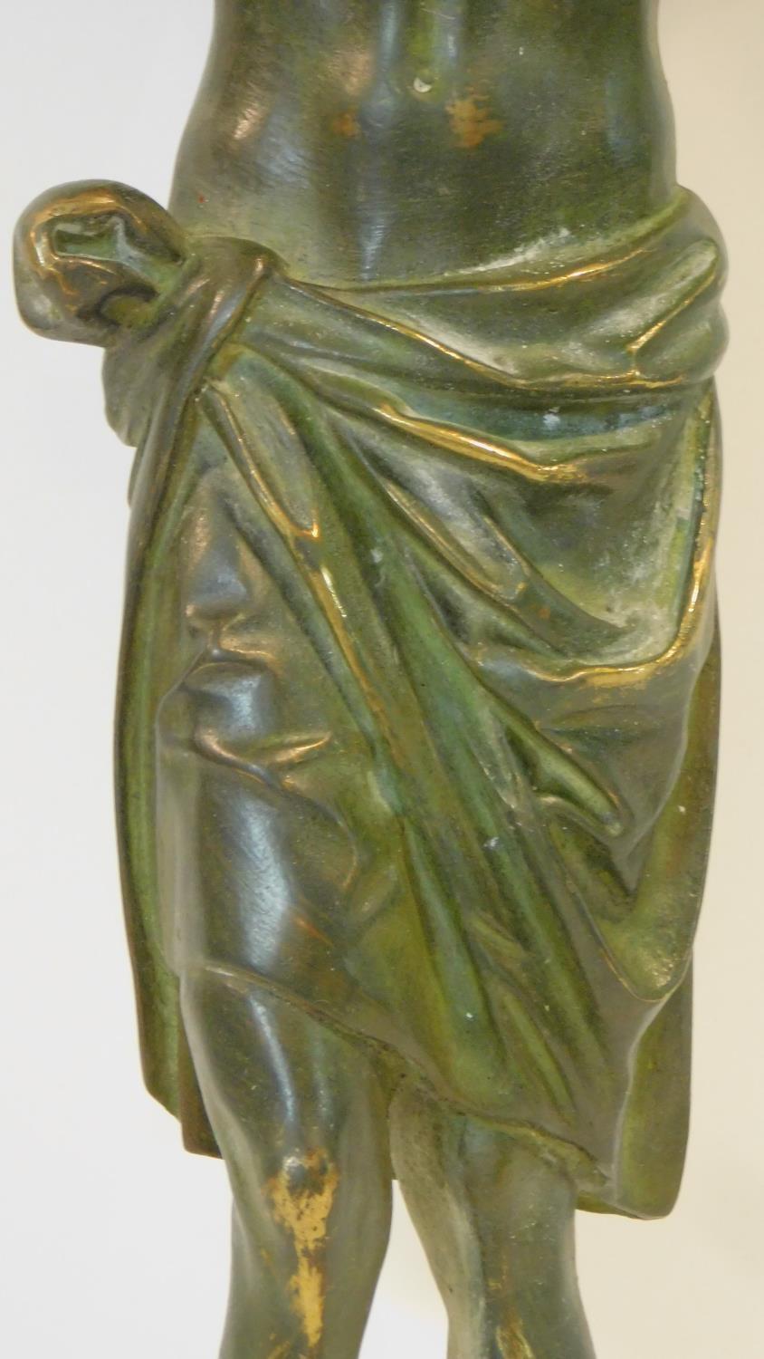 A patinated brass figure of the Crucifixion, intricately detailed. H.48cm - Image 4 of 6