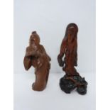 Two late Qing dynasty root wood immortal figures. h20cm