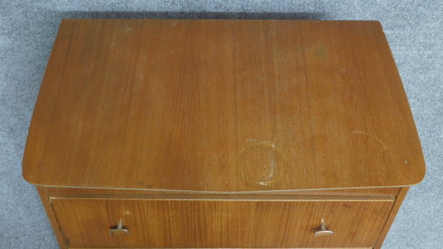 A mid century vintage teak tallboy chest of six drawers. H.126 W.67 D.42cm - Image 3 of 6