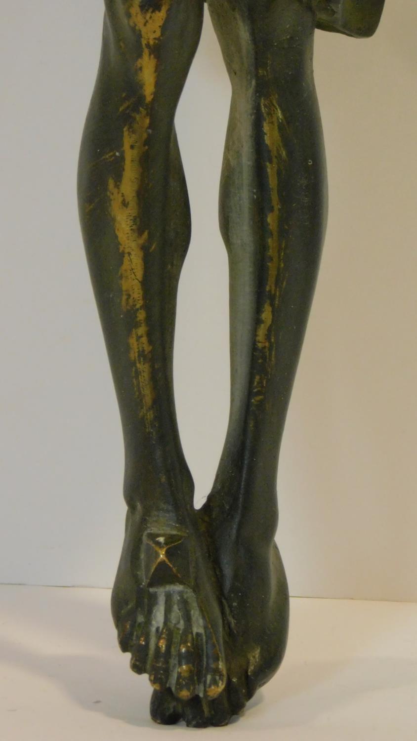 A patinated brass figure of the Crucifixion, intricately detailed. H.48cm - Image 5 of 6