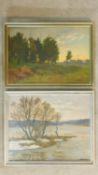 Two oils on board, Impressionist style landscapes, signed in Russian cyrillic, possibly N.