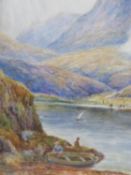 A framed and glazed watercolour, two men by a loch, by G. Stanley Howard. 75x58cm
