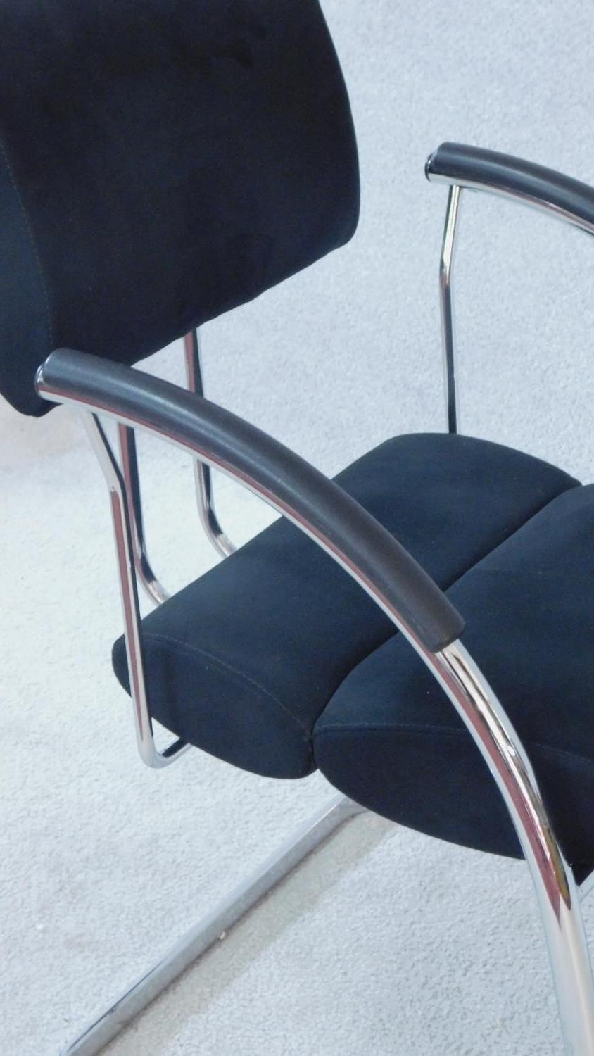 A pair of contemporary Martin Stoll boardroom armchairs on chrome cantilever supports. H.92cm - Image 5 of 6