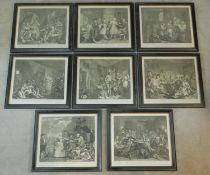 A set of eight 19th century framed and glazed Hogarth engravings. 43x49cm