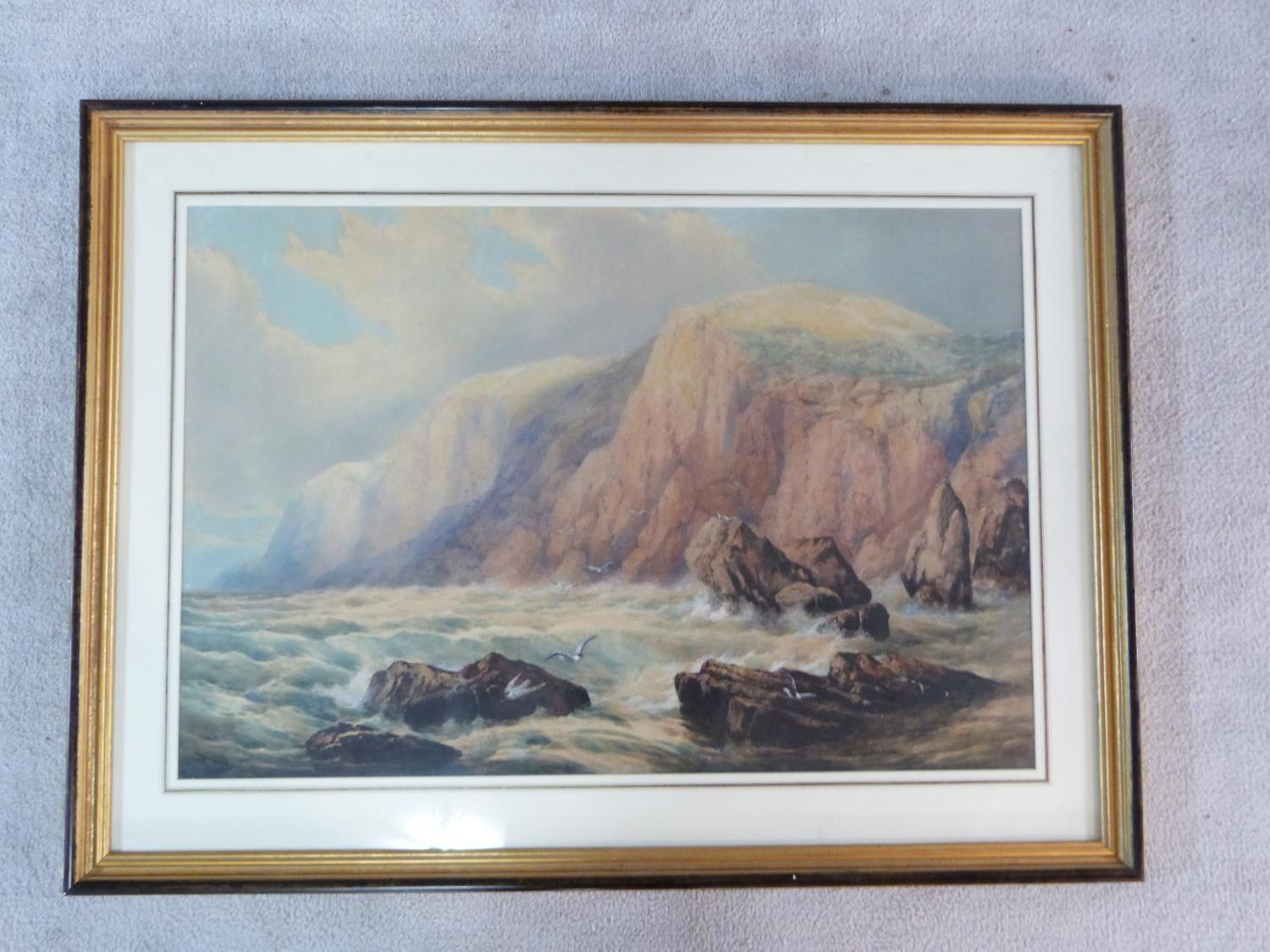 Edgar E. West (fl.1857-1892) A large 19th century framed and glazed watercolour, stormy sea and - Image 2 of 5