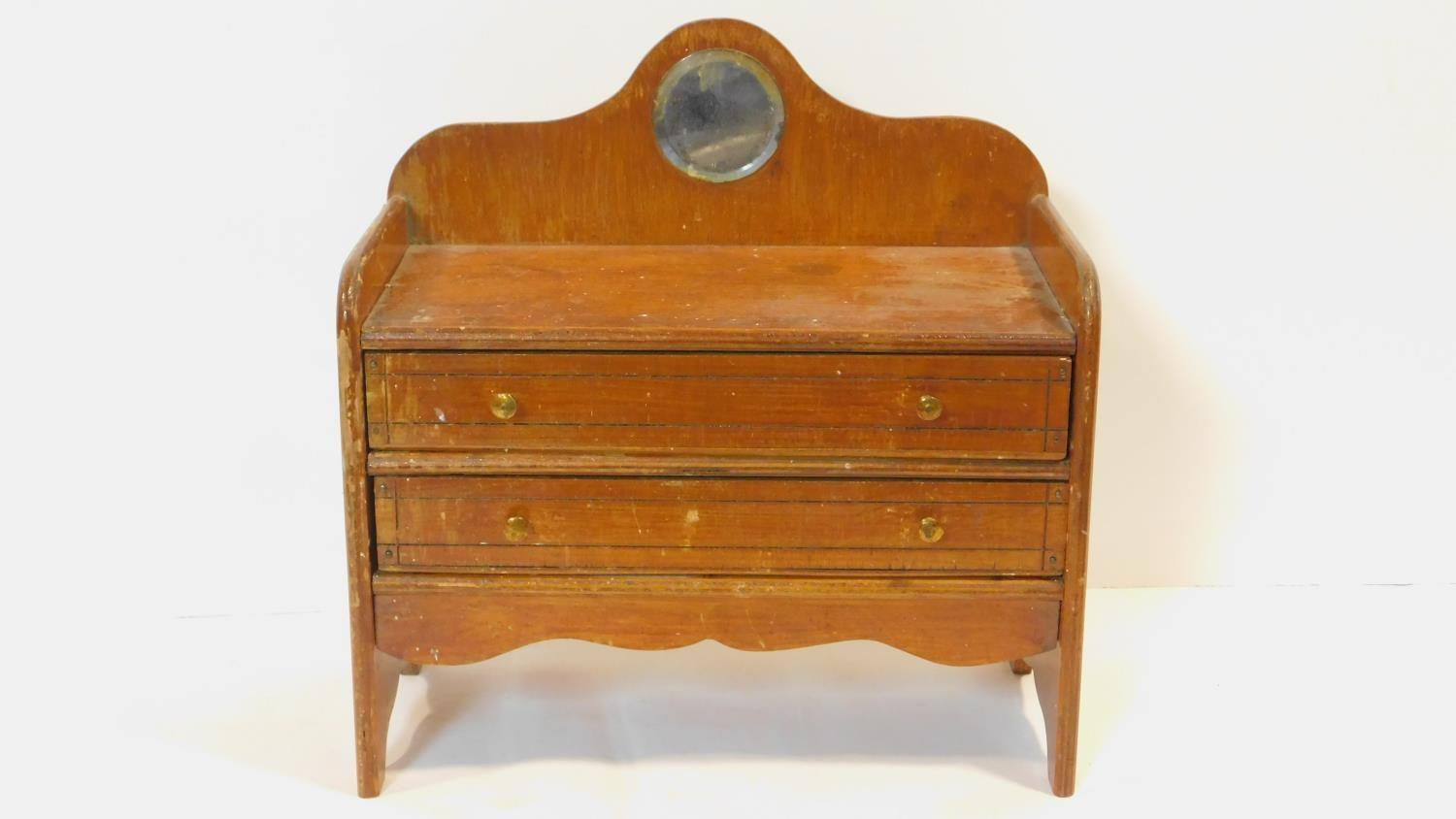 A 19th century mahogany stationery rack, a jewellery cabinet in the form of a miniature chest of - Image 2 of 5