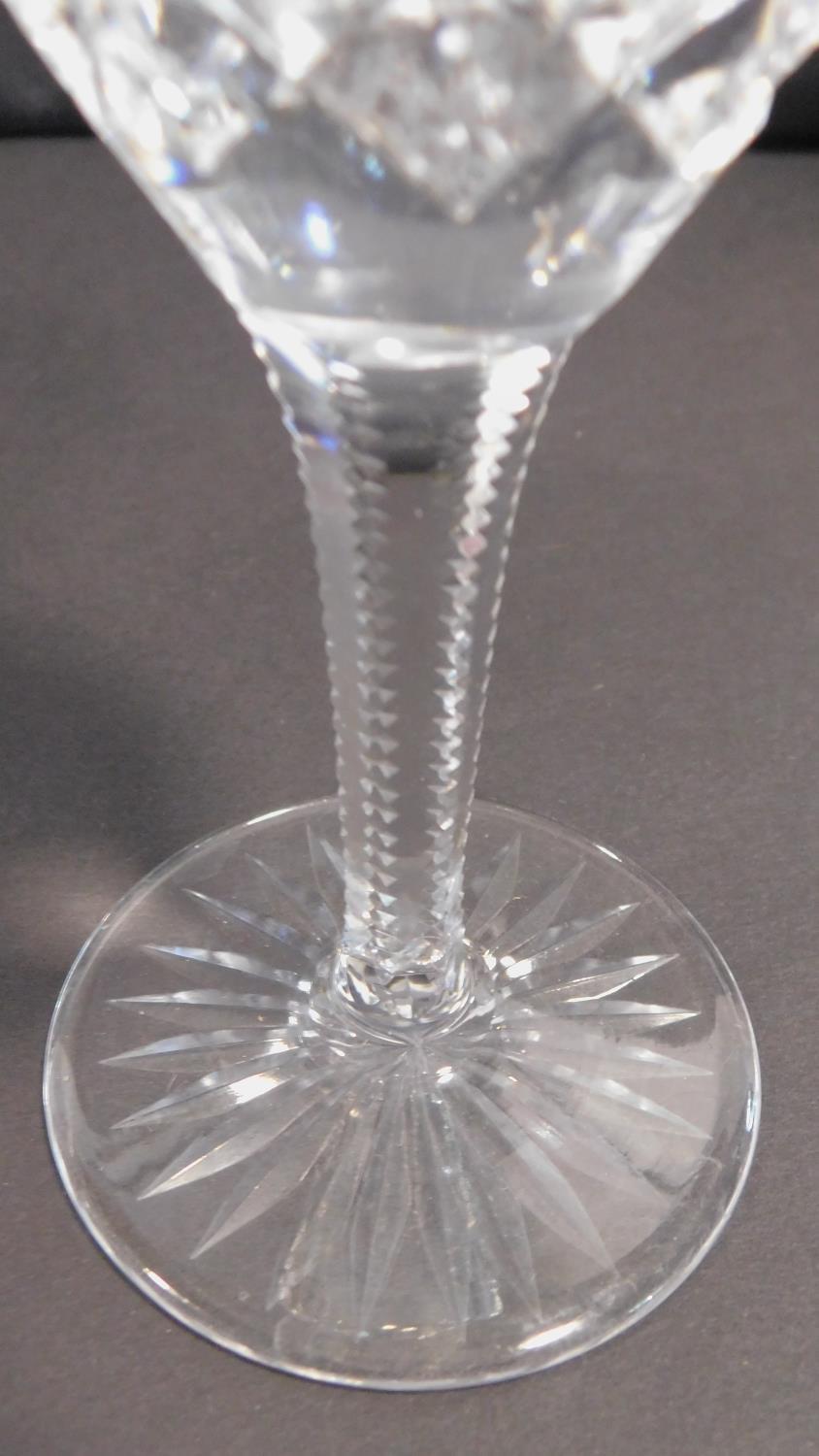 A set of six star cut heavy lead crystal small sherry glasses with star cut design to bases and - Image 3 of 3