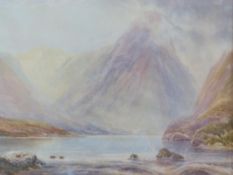 A 19th century gilt framed and glazed watercolour, loch with mountains in the distance, unsigned.