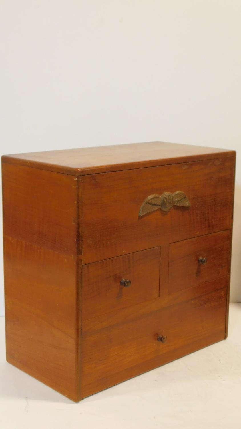 A vintage apothecary's chest with fitted interior and R.A.F. insignia carved to the frieze and a - Image 5 of 8