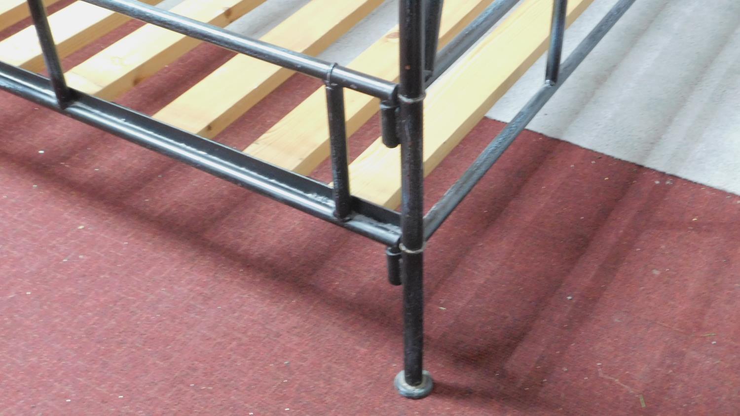 A iron framed tester bedstead with arched Gothic style head and foot. to take a 5 ft mattress. - Image 3 of 3