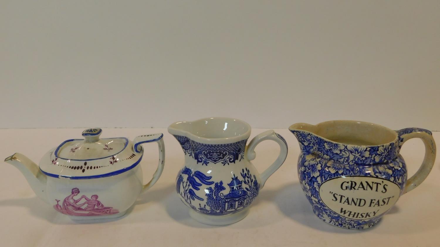A collection of six antique and vintage jugs and tea pots. Inlcuding A Royal Doulton Lambeth Harvest - Image 3 of 3