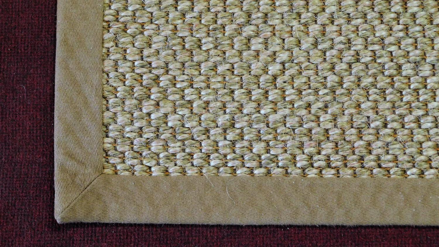 A large handmade sisal carpet by Stark of New York, makers label to the underside. L.419xW.366cm - Image 3 of 6