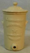 A 19th century lidded stoneware water filter, by Slack & Brownlow, Canning Works, Manchester,