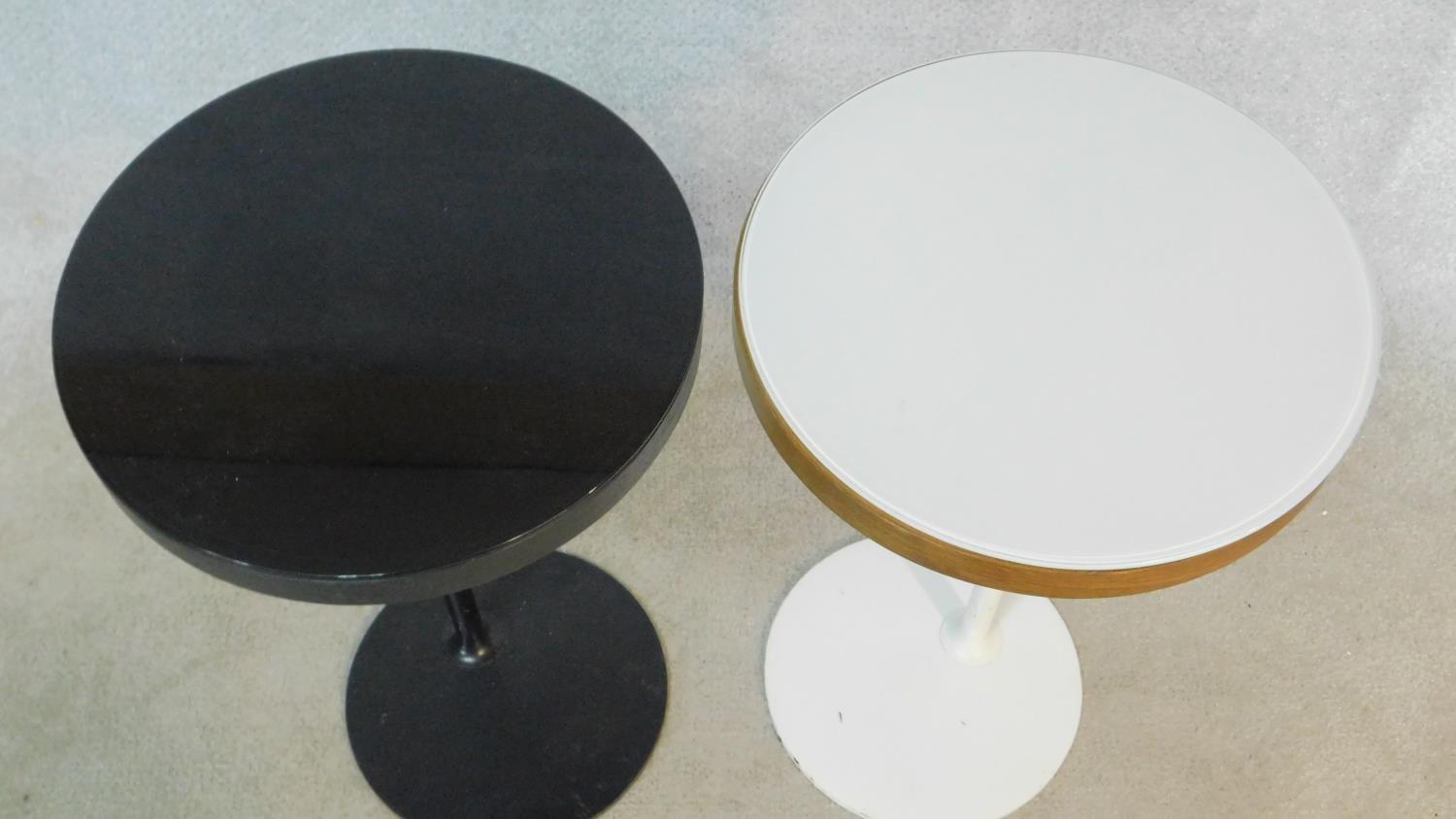 Two contemporary metal framed occasional tables with swivel action tops revealing secret - Image 3 of 4