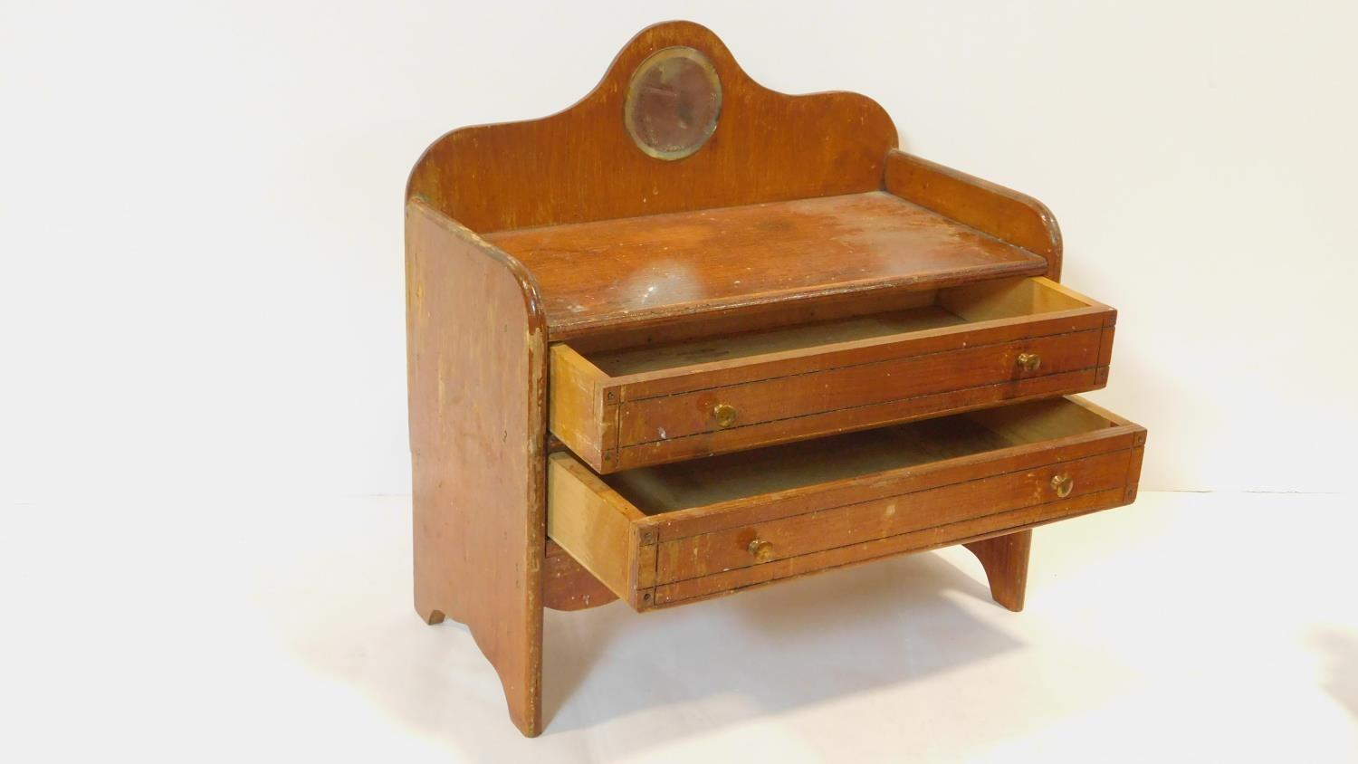 A 19th century mahogany stationery rack, a jewellery cabinet in the form of a miniature chest of - Image 3 of 5