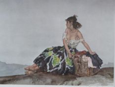 Sir William Russell Flint, a framed and glazed print from his series of Spanish paintings, signed to