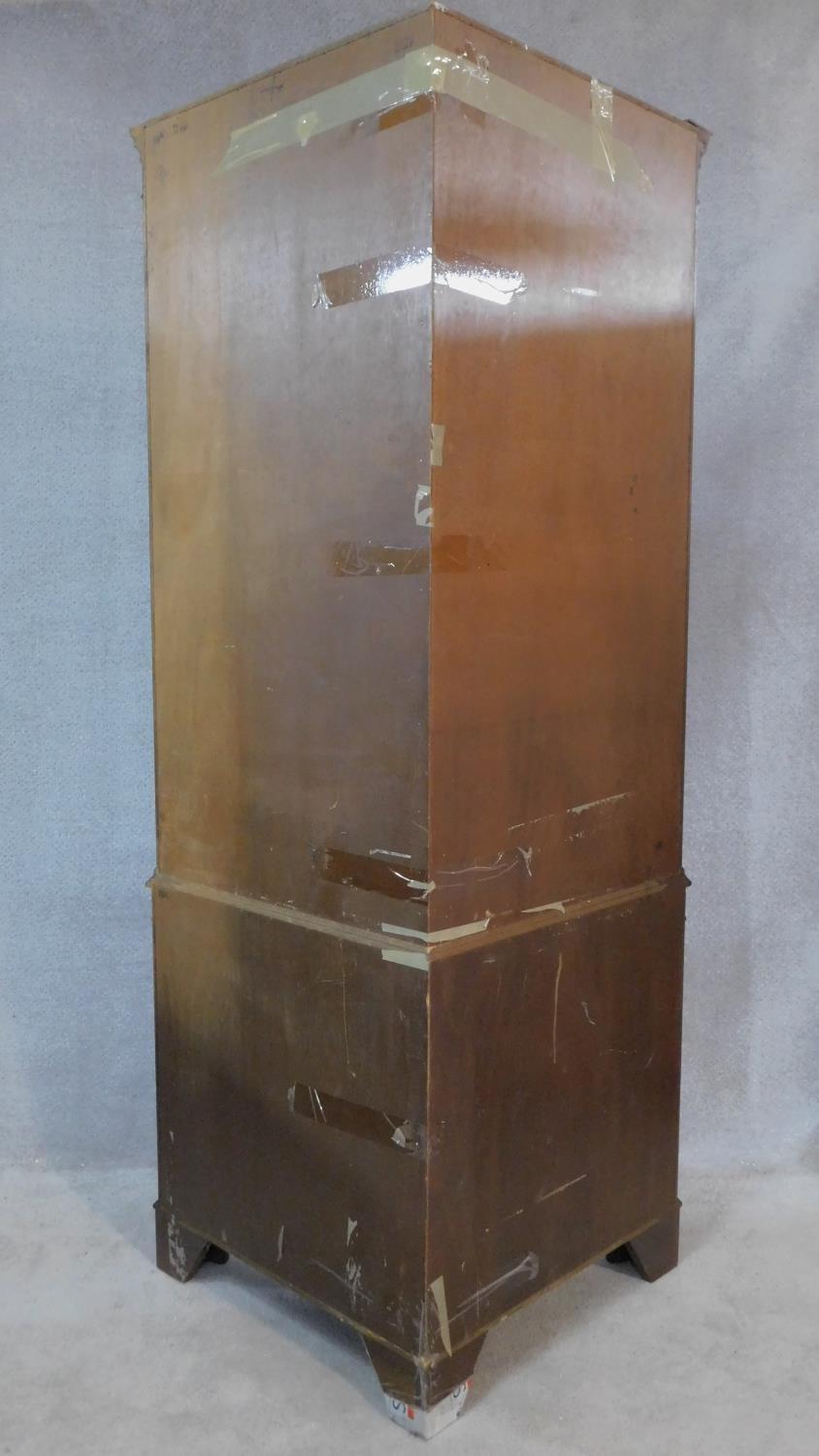 A Georgian style flame mahogany corner cupboard of concave outline with astragal glazed section - Image 7 of 7